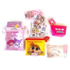 산리오 크레용 신짱 파우치 건착 5점 세트