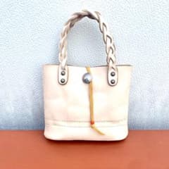 手縫い本牛革サドルレザー XSトートバッグ ナチュラル XSコンチョ 
