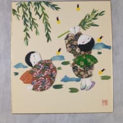 和紙押絵 立体アート 子供と蛍 和風 - メルカリ