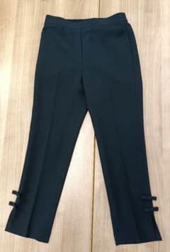 美品38⭐️エムズグレイシー裾リボンデザイン パンツ ブラック - メルカリ