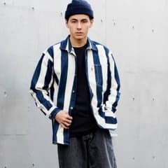 Levis SILVER TAB シャツジャケット マルチストライプ ブルーのサムネイル