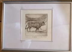 銅版画 額装品 藤沢 占描牛 エッチング - メルカリ