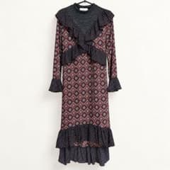 SELECT MOCA 異素材切替ワンピース フリル ドット柄のサムネイル