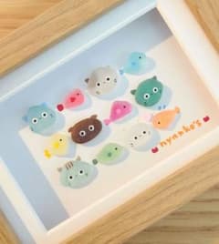 シーグラスアート カラフルにゃんこず ねこちゃん達 猫 うちの子