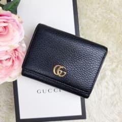 【美品✨】GUCCI GGマーモント 三つ折り財布 レザー ブラック コンパクトのサムネイル