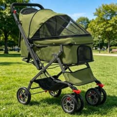 【オリーブグリーン】 ペットカート対面式 折りたたみ中型犬 小型犬 猫組立簡単 オリーブグリーン】 ペットカート対面式 折りたたみ中型犬 小型犬 猫