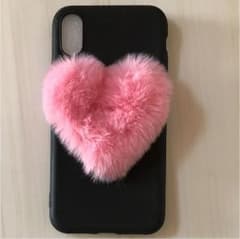 専用iPhone X ケース ハート ファーのサムネイル