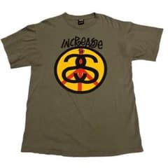 【L】Stussy SSリンク シャネルロゴ Tシャツ PEACE ピース