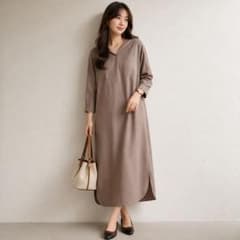 【美品】soeur7 ブラウン 長袖ゆったりシャツワンピースのサムネイル