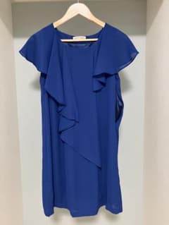 【美品】青い膝丈ワンピース　パーティドレスのサムネイル