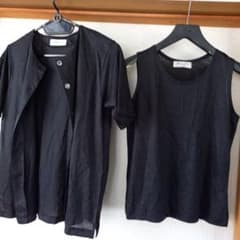 専用　麻100% 　レディース　アンサンブル　黒のサムネイル