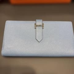 HERMES 2つ折り長財布 べアンスフレ エプソン ブルージーン C刻印 財布