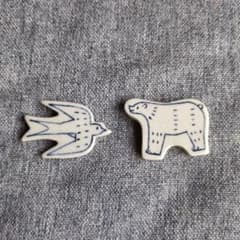 【未使用】東峯未央 箸置き 2個セット ツバメ シロクマ かわいい 作家のサムネイル