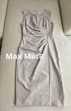 Max Mara ノースリーブSILK混 ドレープギャザーIライン ワンピースのサムネイル