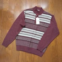 Crocodile クロコダイル ワインレッド ニットセーター M【新品】のサムネイル