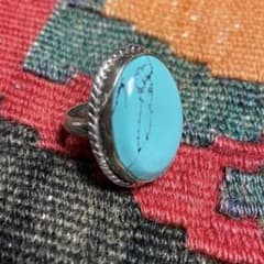特大ターコイズ シルバーリング インディアンジュエリー STERLING