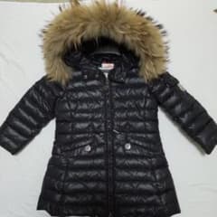 MONCLER ブラック ロングモデル ファー付き ダウンコート 92cm 2歳 