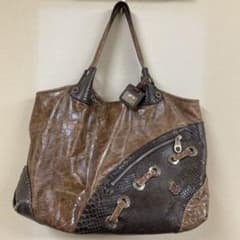 ペレボルサ PELLE BORSA 蛇革コンビ ハンドバッグ - メルカリ