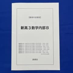 最新年度】2025 鉄緑会 春期内部講習 新高3数学内部B テキストのみ