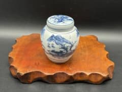 陶器 京焼 平安 白鳳 茶道具 茶道 茶入 茶壺 染付 山水画 未使用品