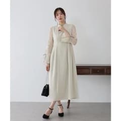 新品 ドリードール フェザーフラワーコクーンドレス ベージュ M