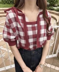 apres jour アンサンブル ギンガムチェック チェックニットアンサンブルのサムネイル