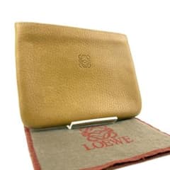 希少】LOEWE ロエベ ポーチ 小物入れ レザー アナグラム キャメル 2点