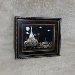 ミャンマー 貝象嵌アート額装（DA WANG）マザーオブパール／約28×33cmのサムネイル