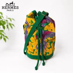 美品‼︎ ◇HERMES◇ 巾着ワンショルダー/鳥柄/バード/キャンバス 
