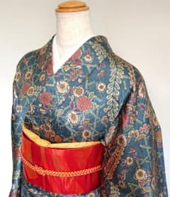 期間限定】極美品!!【正絹 小紋】 着物 光沢抜群!!! 大人エレガント 