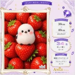 シマエナガいちご　樹脂 フルフェアリー ダイヤモンドアート 30cmx40cmのサムネイル