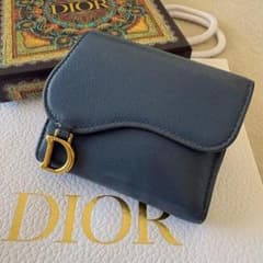【【Dior】サドル ロータスウォレット 三つ折り財布 ダークデニム 限定BOX