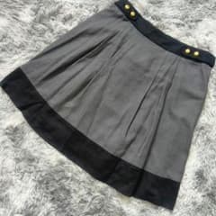 大きいサイズ46 ローズティアラ バイカラーフレアスカート ボタン