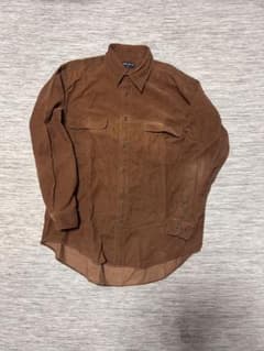 90s オールドユニクロ【L】紺タグ コーデュロイ ワークシャツ茶ヴィンテージのサムネイル