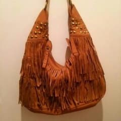 ★中古★フリンジ バッグ★スタッドレス★キャメル★のサムネイル