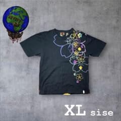 和柄 鳳凰 富士山 刺繍 桜 ブラックTシャツ 古着 XL vintageのサムネイル