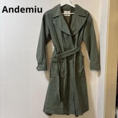 Andemiu カーキ ロングコート ベルト付きのサムネイル