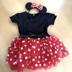 Minnie Mouse-style costume dress with headband, 120cm