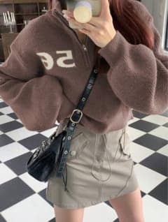 SHEIN DAZY ハーフジップニット カーキーのサムネイル