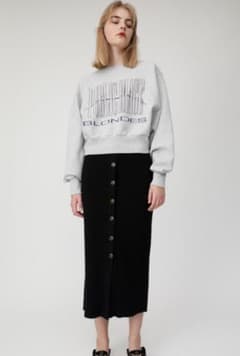 RIB KNIT タイトスカート　黒のサムネイル