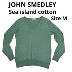 JOHN SMEDLEY Vネック シーアイランドコットン M [D361] 英国製 ジョンスメドレー シーアイランドコットン Vネックニット