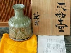 ♥未使用♥　信楽風　♥水野英男♥　灰釉壷　花瓶　共箱付き　花器 ♥未使用♥ 信楽風 ♥水野英男♥ 灰釉壷 花瓶 共箱付き 花器 骨董 古玩