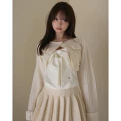 ANDMARY Twiggy tweed ribbon set tops 白 - メルカリ