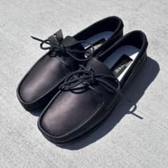 블랙 가죽 모카신 슈즈