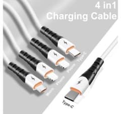 Charge 4 devices simultaneously with this multi-cable USB fast charging cable.