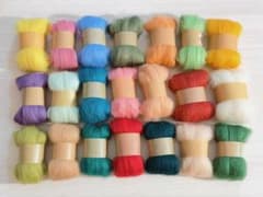【21色-A】羊毛フェルト 原毛 100g 素材 染めウール Candyセットのサムネイル