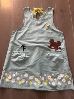 くまのがっこう 水色の花柄 エプロンのサムネイル