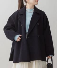 IENA イエナ ダブルフェイスショートコート ネイビー 紺 定価61,600円 IENA イエナ ダブルフェイスショートコート ネイビー 紺 定価61,600円