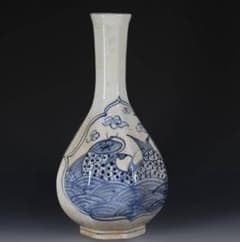 蔵出し品 李朝 古朝鮮 染付 魚図 花瓶 骨董品 - メルカリ