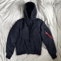 ALPHA INDUSTRIES フーデッドリブジャケット ブルー Mのサムネイル